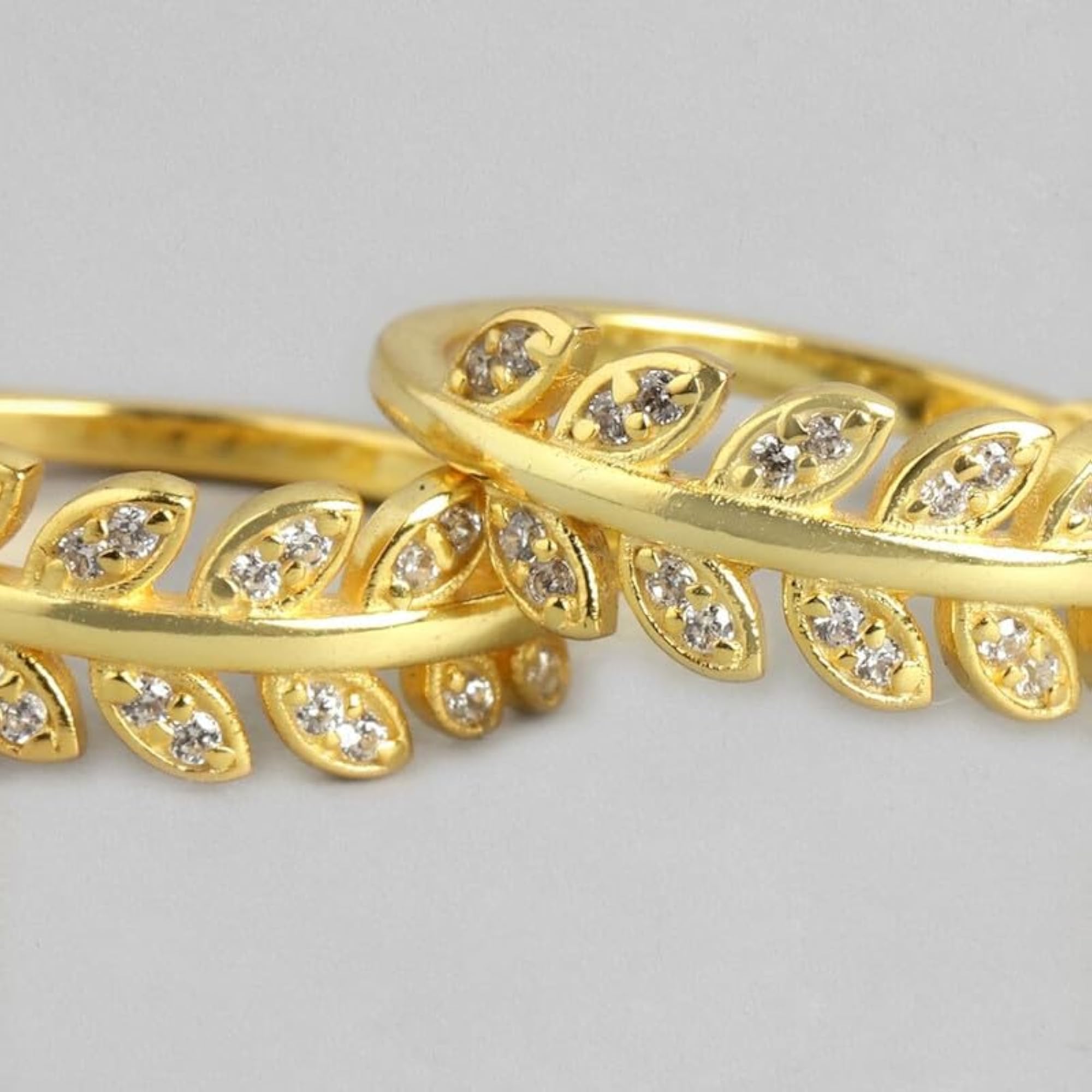 925 Sterling Silver Leaf Plated CZ Jewelry Set
