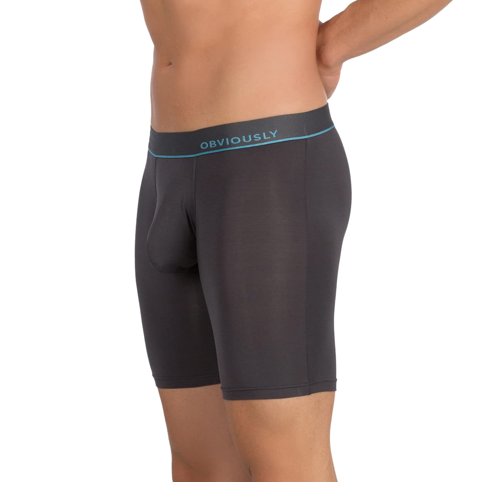 Obviously Men's Grey Primeman Anatomax Boxer Brief 6Inch Leg - Titanium - Medium