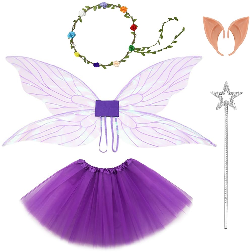 Gionforsy Fairy Wings for Adults Tutu Angel Wings Costume Set Halloween Butterfly Fairy Costume for Women Spirit Week