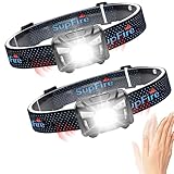 Battery Powered Headlight, 2 Pack Head Lamp Outdoor LED Head Lamp for Adults, Motion Sensor High Lum