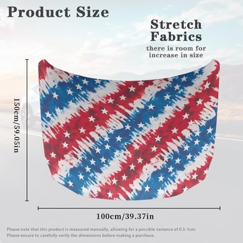 Image of Car Hood Cover All-Season Protection Car Hood Cover Protector Stretch American Flag Print Polyester Fabric Covers Removable Automotive Accessories Ft Fits Most Cars