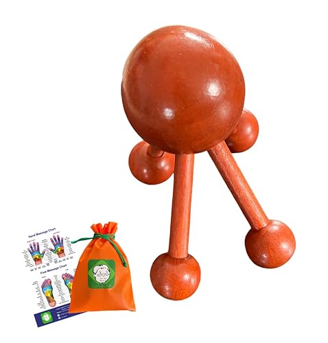 Lungcha Thai Traditional Wooden for Body Massage Tool Reflexology Acupuncture Point Gua Sha (Four Legs Body Massage)