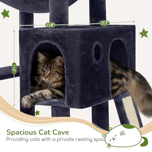 Image of Globlazer Heavy Duty Cat Tree, 70 inch Sturdy Cat Tree for Indoor Cats Extra Large Cat Tower with Scratching Post, Hammock, Cat Condo for Adult Cats Kittens, F70 Pro, Dark Grey