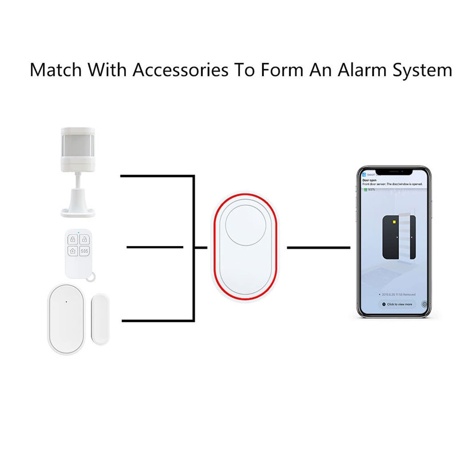 DB11 Tuya WiFi Sistema Inteligente de Alarma for el hogar Campana de la Puerta de Seguridad inalámbrica Aplicación Timbre de Control Pir Sensor de Movimiento(DB11-C)