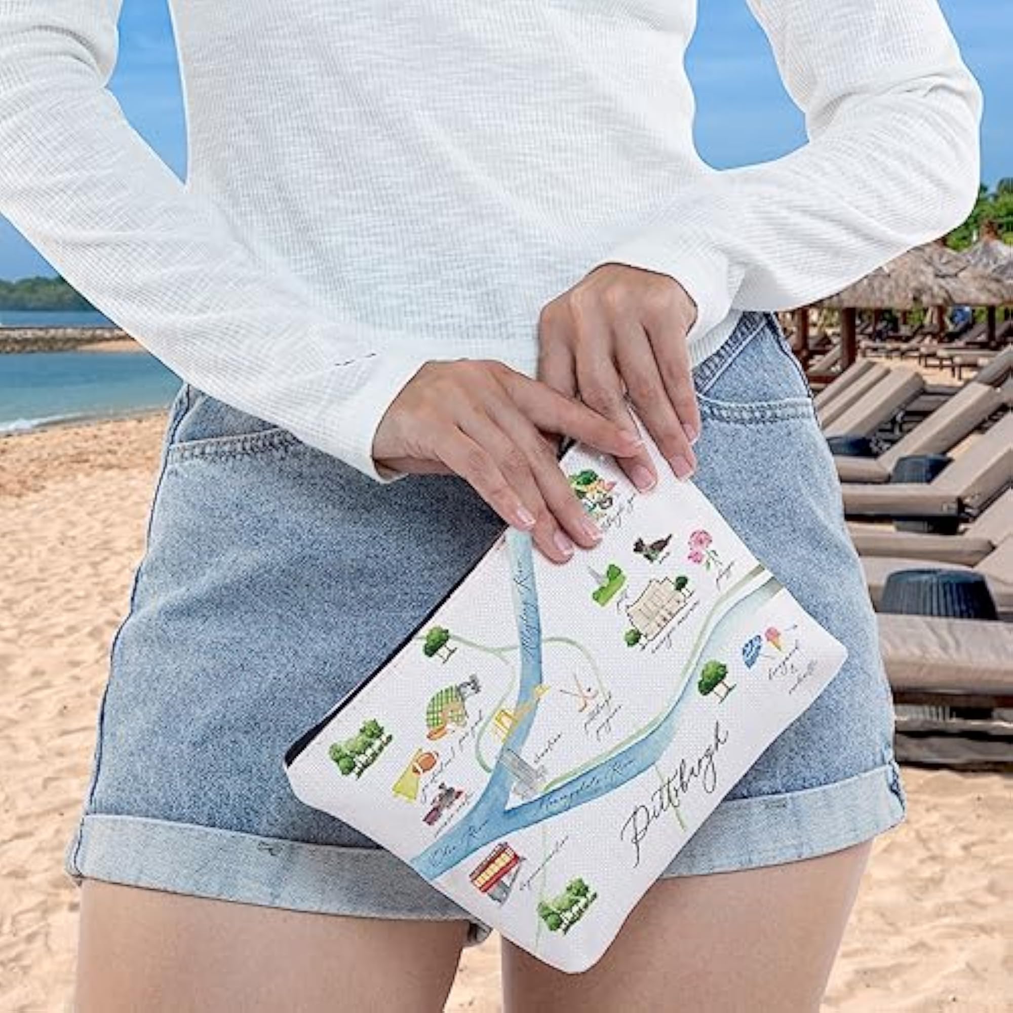 Pittsburgh City Map Cosmetic Bag, Travel Souvenir Gift