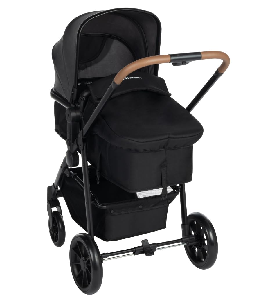 Bebeconfort Haze Trio, 3 in 1 Passeggino per bambini 0-4 anni, max 22 kg, Passeggino Leggero e Compatto, Seduta Convertibile in Navicella, Seggiolino Auto i-Size, Coprigambe e parapioggia, Tinted Grey