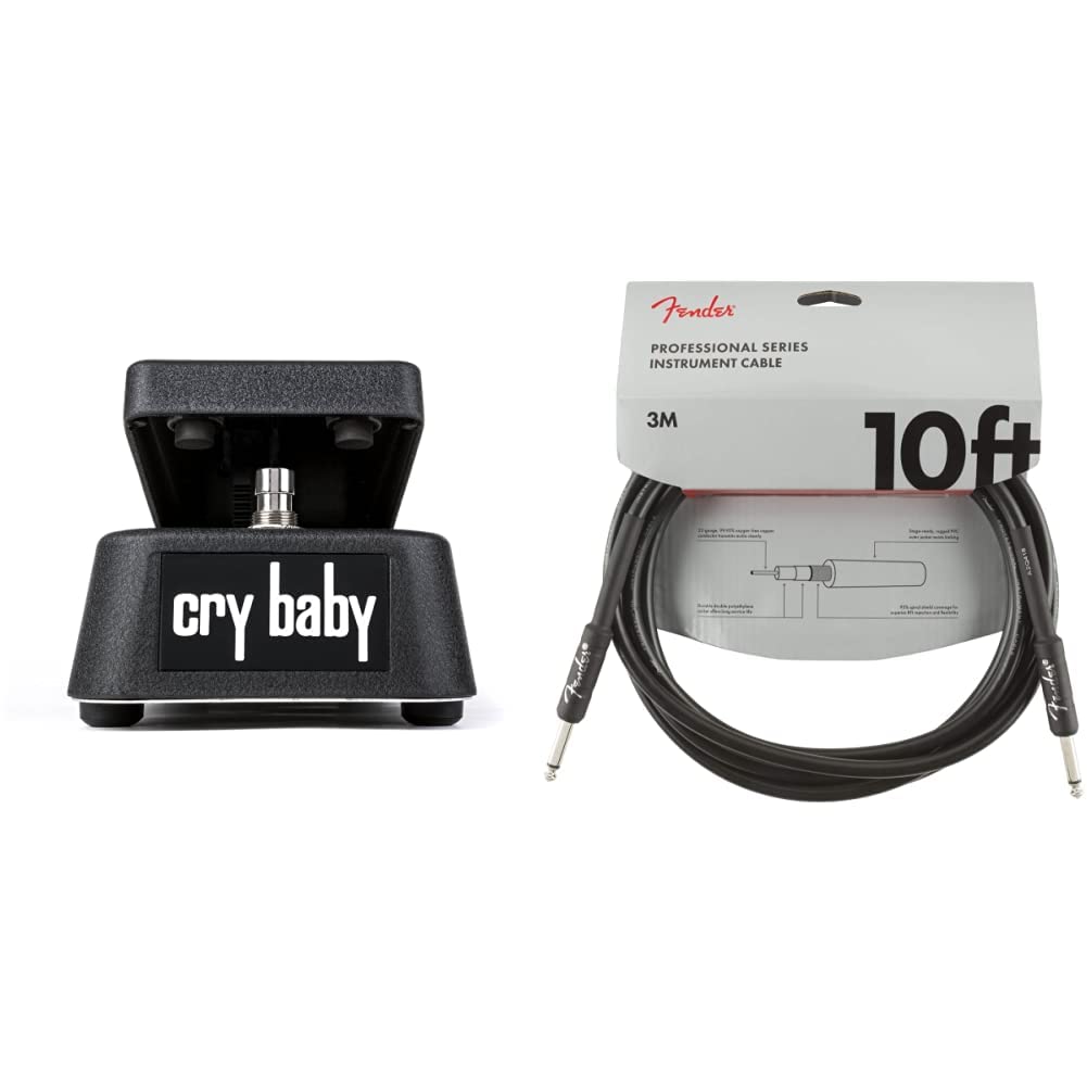 Jim Dunlop Cry Baby® Wah Pedale ad effetto per chitarra Modello GCB95 & Fender Cavo Professionale, 3 m, Nero