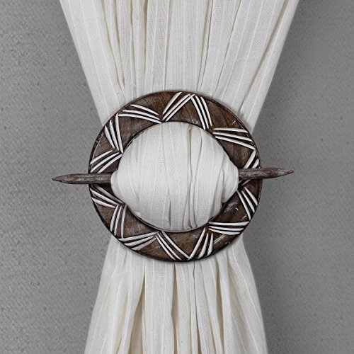 STORE INDYA Rustic Wooden Curtain Tiebacks, Set of 2