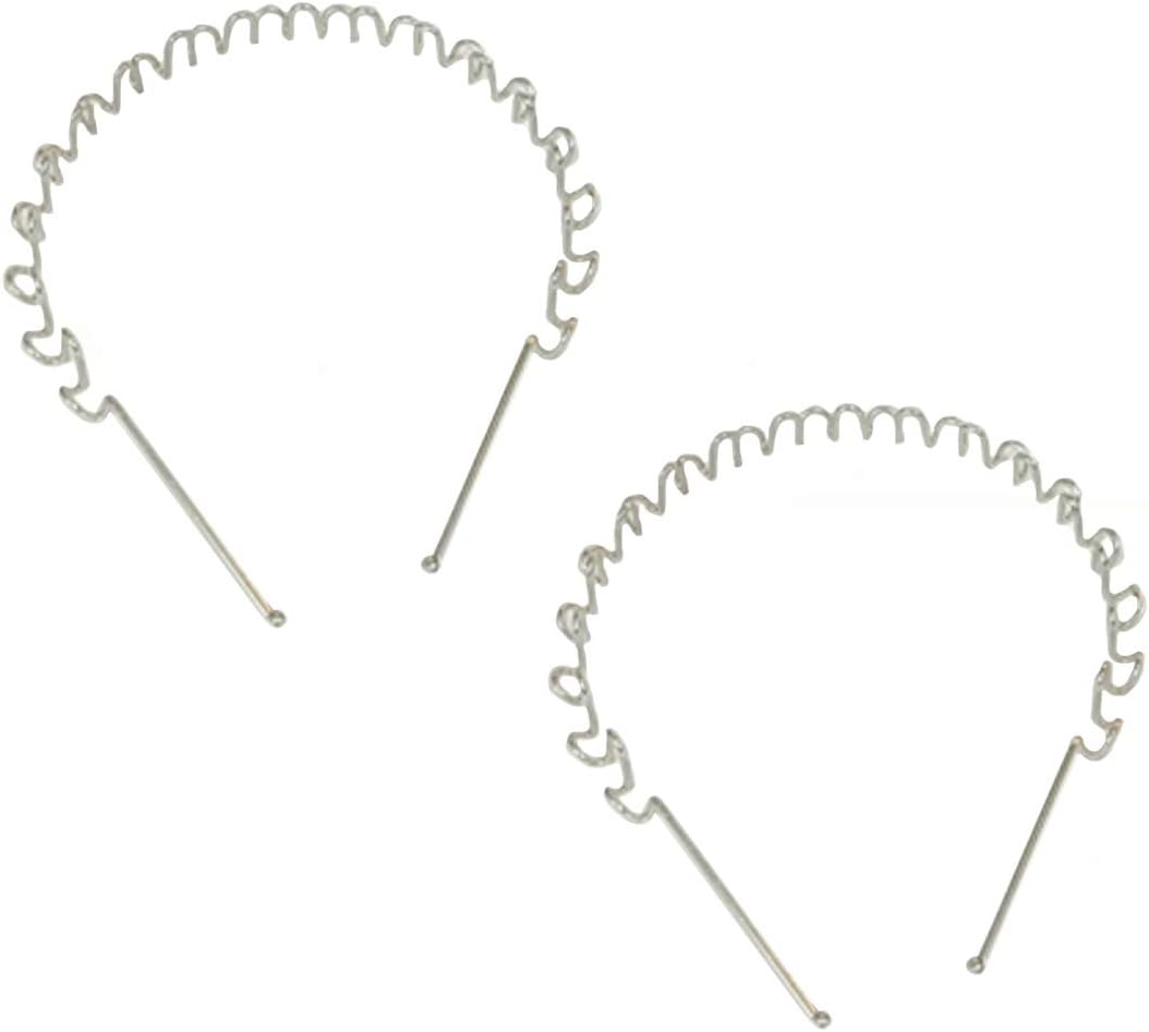 Sdermatech Silver Metal Spring Zig Zag Wave Hair Band for Men and Women Pack of 2