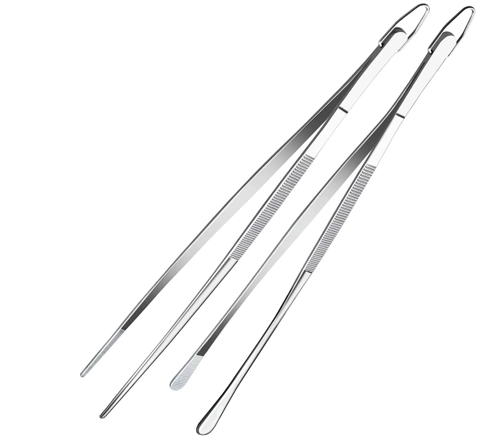Pinzas Cocina Pinzas de cocina extra largas acero inoxidable 1/2 pulgada y 12 pulgadas, pinzas finas for barbacoa, coctelería(2 PCS Tweezer)