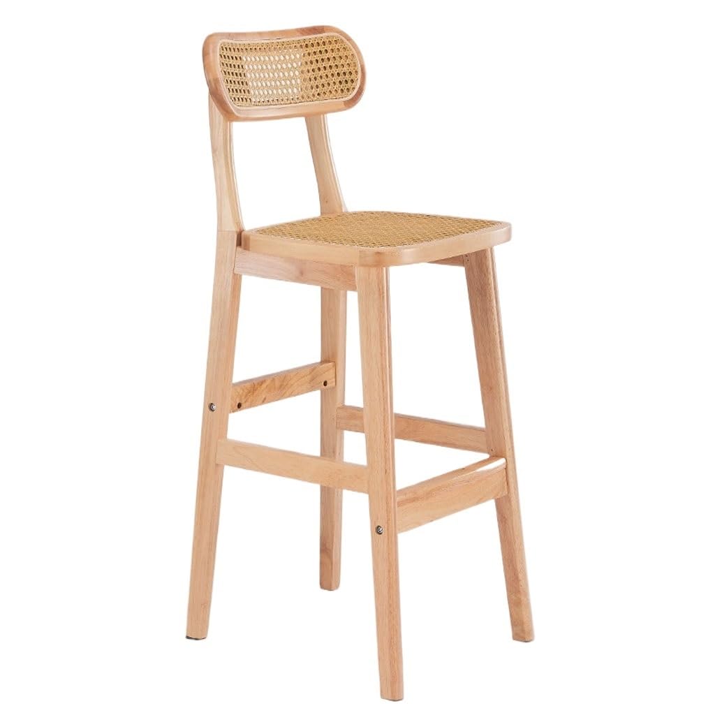 Eines A Home Bar Furniture Solid Wood Bar Stool Rattan High Stool Bar Stool Home Restaurant Bar Stool Coffee Shop Front High Stools Counter Barstool(A)