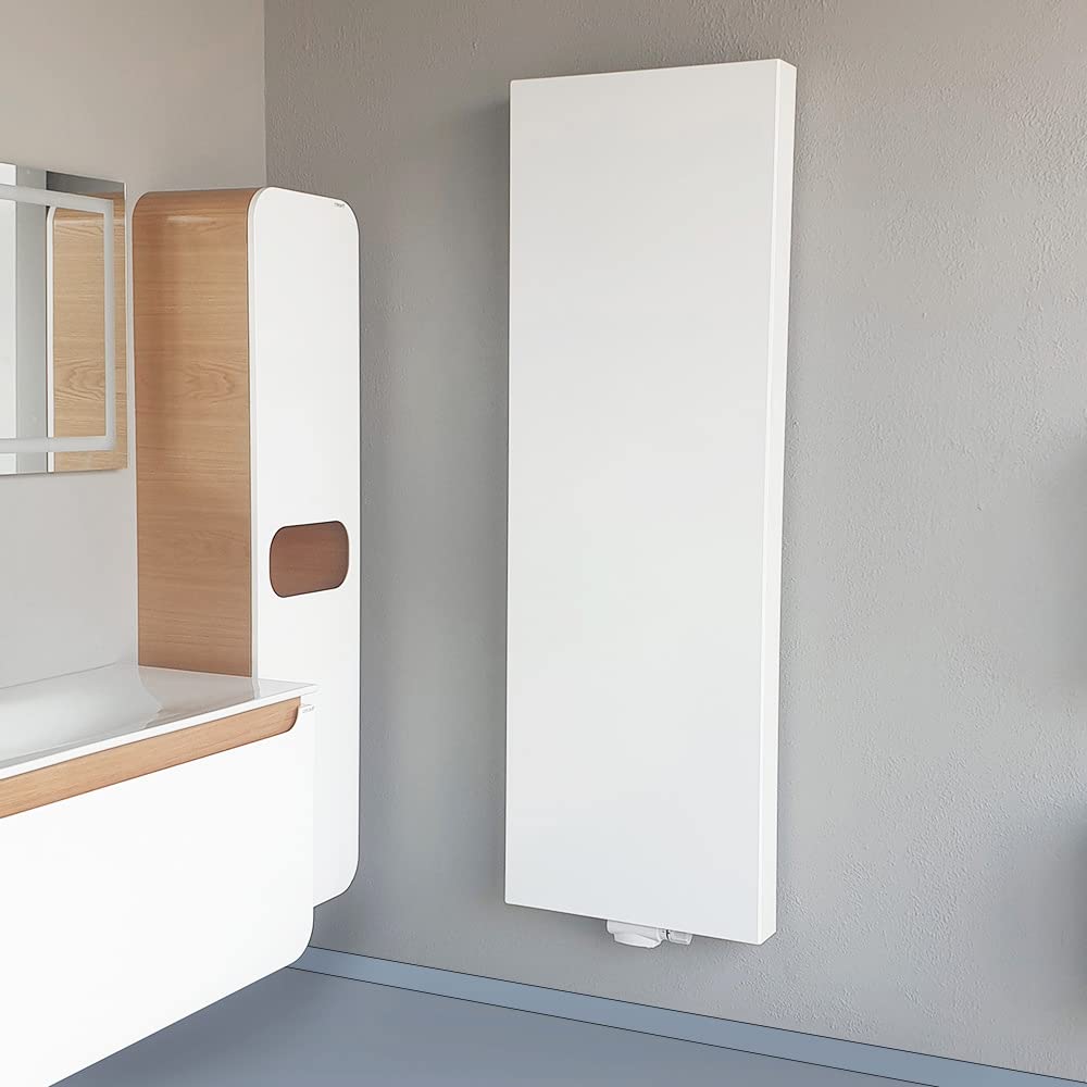 Belrad® Vertikal Design Heizkörper 1600 x 500 - Flachheizkörper mit Mittelanschluss Typ22 - Wandheizkörper mit 1601W Weiß - Designheizkörper kompakt, schmal & energieeffizient