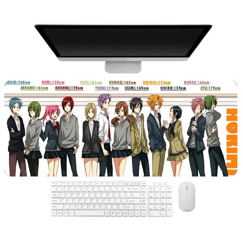 4 mm de espesamiento. Anime Horimiya Hori Kyoko Miyamura Izumi Yoshikawa Yuki Alfombrilla de ratón, 31,5 × 11,8 × 1,6 pulgadas (800 × 300 × 4 mm), fácil de limpiar, lavable, textura antideslizante