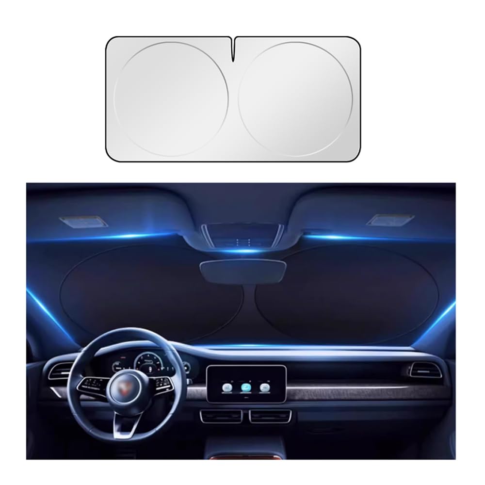 240T Thickened Titanium Silver Cloth Car Sun Visor 59 * 29.5 inch,All Season Sunshade for Car Glass to Protect from Sun/Leaves/Snow,Universal Windshield Cover for Compact Car (M(59 * 29.5 inch))