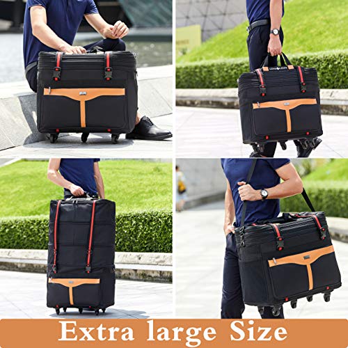 Ailouis 36 Inch Expandable Extra Large (XXL) Wheeled Travel Duffel Luggage Bag (Black B)