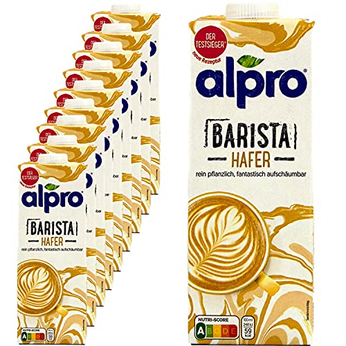 Alpro - Lot de 10 boissons à l'avoine Barista 1 l - Oat avoine 100 % végétale pour faire mousser le café, les shakes et les smoothies