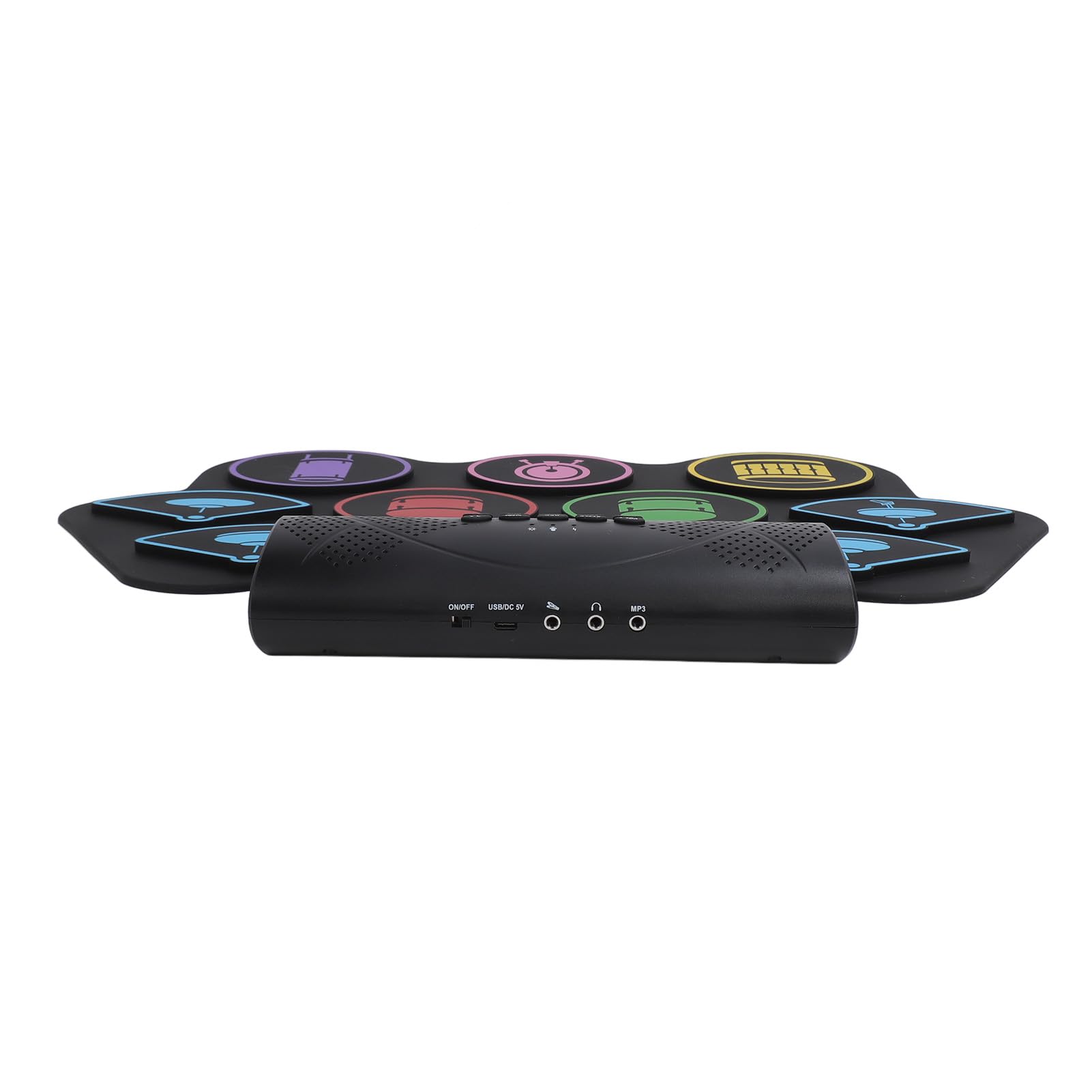 Batería Eléctrica, Portátil Roll Up 9 Pads 2 Pedales BT MIDI Drum Pad, Batería Electrónica con Altavoces Estéreo Incorporados Conector Para Auriculares Recargable Para Principiantes Niños