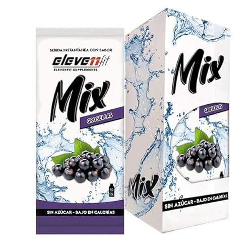 Eleven Fit Mix Instantáneo Sabor Grosellas | Prepara 1.5L de Bebida Saludable, Sin Azúcar y Baja en Calorías | Ideal para Mezclar con Agua y Mejorar tu Dieta | Caja de 12 Sobres