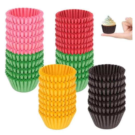 Dreamtop 1000 mini moldes de papel para hornear, forros para cupcakes a prueba de grasa, vasos de papel de chocolate, caramelos, envoltorios para magdalenas, trufas, para fiesta de jubileo
