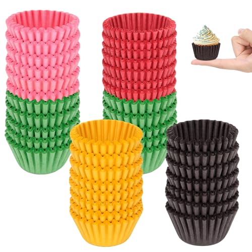 Dreamtop Mini Cupcake Cases 1000 Pack - Mulit-Color Greaseproof Paper Baking Cups for Muffins Chocolate Truffles Small Party Liners for Birthday Wedding Celebration Baking (Mini Size)