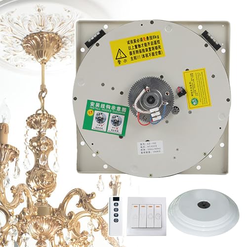agreilduite Système De Levage Motorisé pour Lustres, Treuil Électrique pour Lampes De Grande Hauteur, Portée: 6,8 M | avec Télécommande, Interrupteur Mural Et Cache Décoratif White-50kg/110Lbs