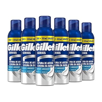 Gillette Series Espuma De Afeitar Suavizante Con Manteca De Cacao Protección Total Ante La Irritación Para Maquinilla De Afeitar Para Hombre  250ml x6