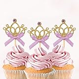 Set of 20 Golden Tiara Cupcake Toppers Kids' Party Picks