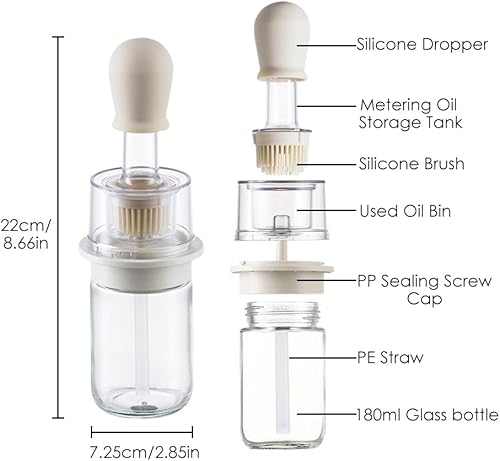 Miniatura 2 de TINMIX Dispensador de aceite con cepillo, dispensador de aceite de oliva con cepillo extendido de silicona para cocinar, dispensador de aceite de
