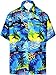 LA LEELA Likre Aloha Dress Shirt Blue 289 Large | Chest 44" - 48"