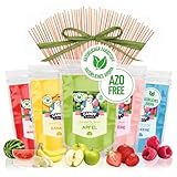 CANDY LAMA Zuckerwatte Zucker Set 5x160g Partyset: Erdbeere, Himbeere, Apfel, Banane, Wassermelone - inkl. 20 Zuckerwattestäbe – Natürliche Aromen & AZO-frei für Zuckerwattemaschine