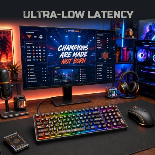 Image of RK ROYAL KLUDGE R98 Pro Wired Mechanical Keyboard, RGB PC Gaming Keyboard with Number Pad and Volume Knob, dye Sublimation DSA Profile Pudding Keycaps, for Win /MAC, Hot Swappable Tactile Beige Switch