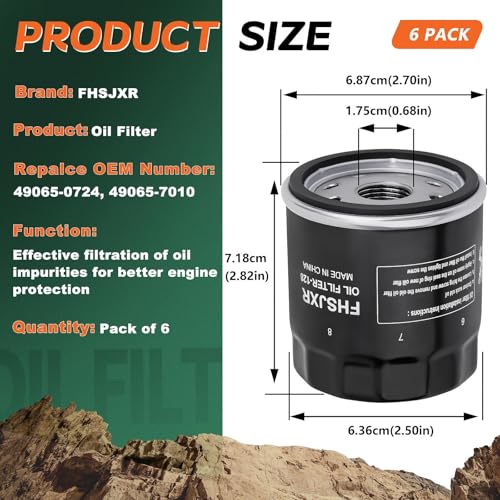 Image of 49065-0724 Oil Filter 49065-7010 AM107423 for kawasaki FX850V FX801V FJ180V FH381-721V FH601-770D FX751-FX1000V Models,Club Car 1016467 S-tens 120-634 49065-2071 Engine Oil Filter, Pack of 2