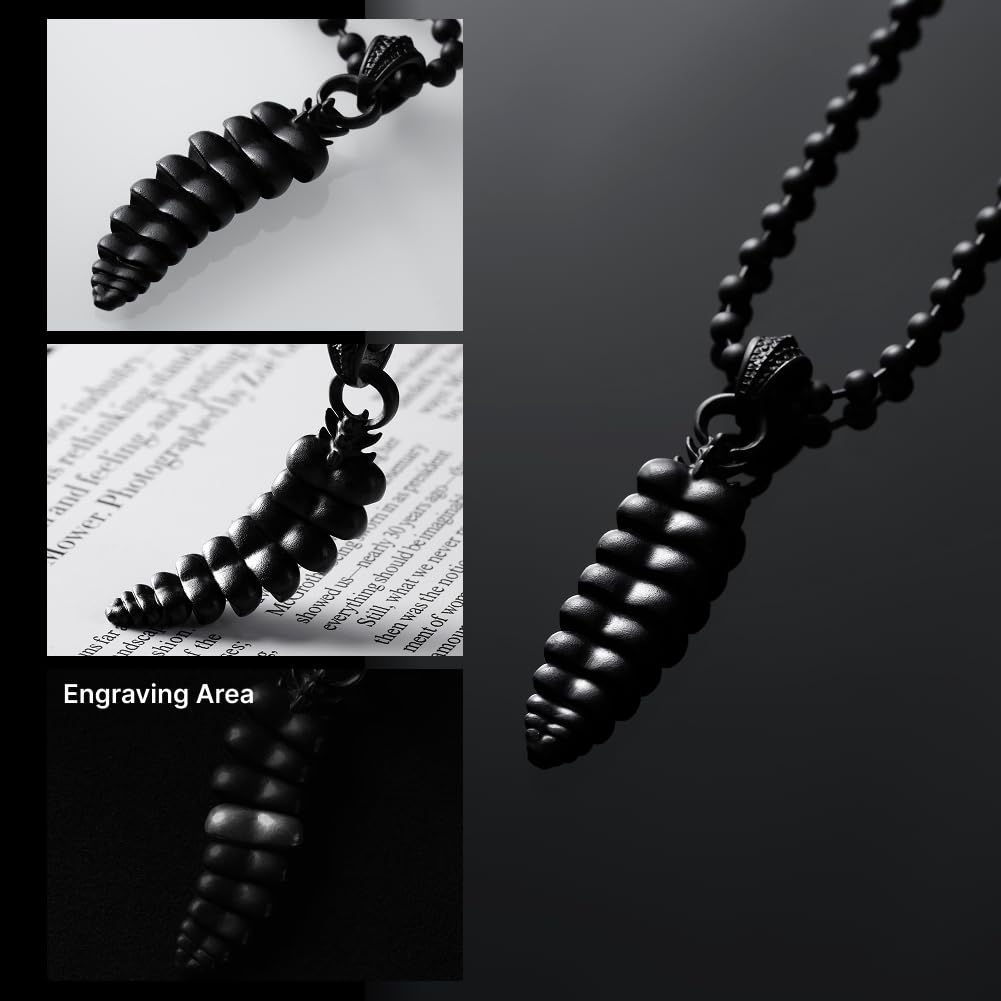 COPPERTIST.WU Ciondolo a forma di coda di serpente a sonaglio per collana, gioielli fidget in ottone, regalo per donne e uomini amanti dei serpenti