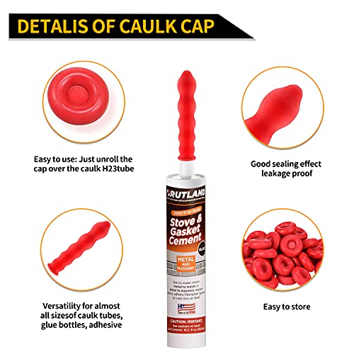 Image of Caulk Cap for Seal Caulking Tubes, Caulk Saver Sealer Caps for Caulk,Silicone, Roofing Cement-Red (Pack of 100) | Reusable Sealer for Caulking Tubes, Preserve Open Tubes, Seal Roofing Cement, Pack of 100