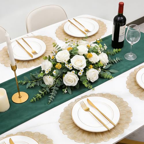 Set de table rond chrysanthème doré lavable en PVC imperméable pour protéger vos meubles - 3