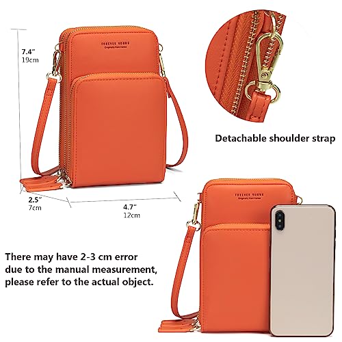 Image of myfriday Small Cell Phone Crossbody Bag, Multi-pocket & 6 Card Slots | 6 card slots, multi-pocket zipper layout and soft synthetic leather keep phone, lipstick, coins and keys ready outdoors