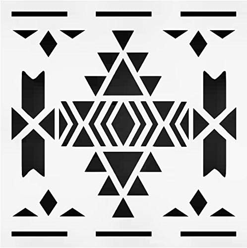 Southwestern Design Reusable Sturdy Stencil Clear Custom Cut Plastic Sheet Template Cutout Sign DIY Supplies for Airbrush Painting Drawing 1-5.5x5.5 inch