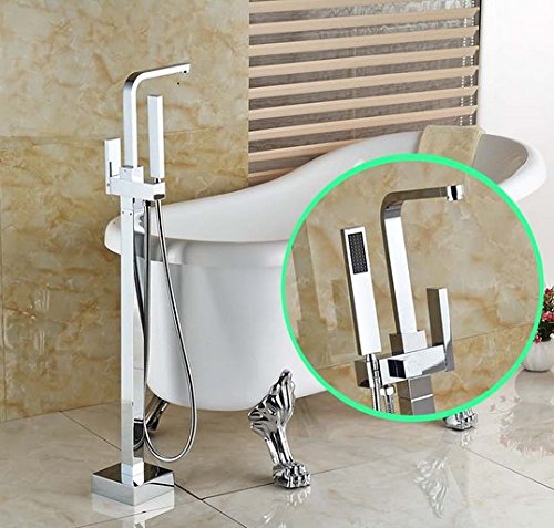 Robinet sur colonne au sol pour baignoire îlot design chromé