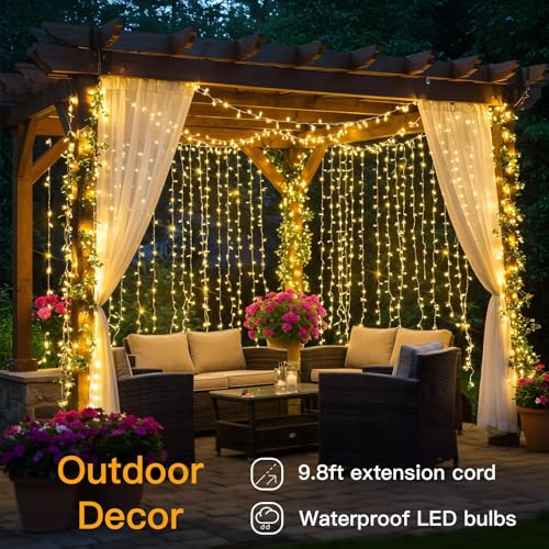 suddus Curtain Lights for Bedroom, 200 Led Hanging String Light Outdoor, Fairy Curtain Lights Indoor for Christmas, Dorm, Wall, Backdrop, Window, Wedding, Party, Birthday Decor, Warm White - Image 7
