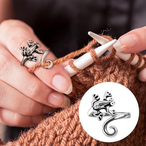 Image of Namifin Crochet Ring for Fingure Adjustable Crochet Tension Ring Yarn Tension Rings Easy Crocheting Crochet Accessories Mother Grandma Thanksgiving Presents