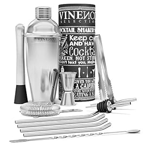 Cocktailshaker Set + Recepten eBook – 13 Delig RVS Staal Premium Barkeeper Kit | Prof Cocktail Shaker + Bar Accessoires…