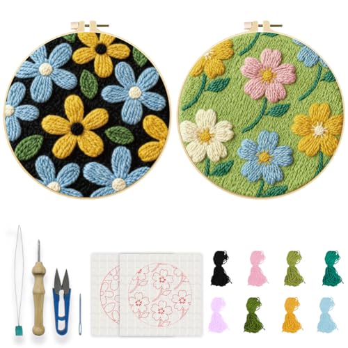 Kit d'aiguilles à broder débutant pour réussir facilement votre premier punch needle floral
