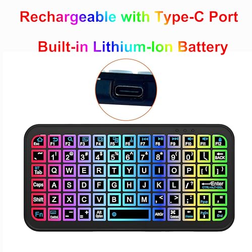 Mini clavier bluetooth rétroéclairé sans fil QWERTY compact pour tablette et PC - 7