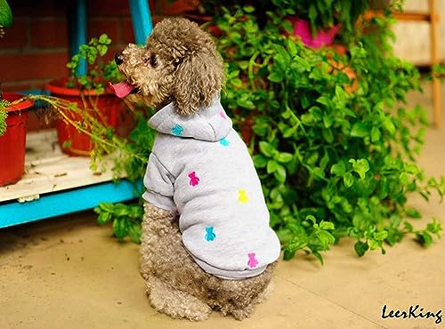 LeerKing Hundepullover Fleece Pullover Hoodie Pyjama Flauschiger Katzenpullover für kleine mittelgroße Hund Französische Bulldogge Kleidung Dackel Chihuahua L