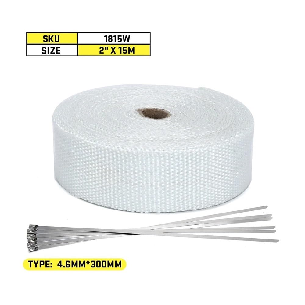 Zestaw termoizolacyjny do owijania spalin motocykla o szerokości 5 cm 5 M/10 M/15 M/20 M taśma termoizolacyjna z opaskami ze stali nierdzewnej(5x15 Titanium)