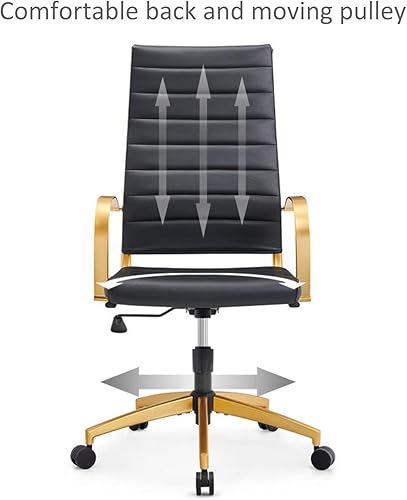 Miniatura 4 de Silla de oficina ergonómica, silla de escritorio de cuero dorado con respaldo alto y soporte lumbar, silla de oficina en casa para estudio o