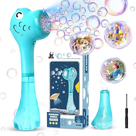 Panacare Elektrische Seifenblasenmaschine, Dinosaurier Bubble Stick Seifenblasenspielzeug 4000+ Seifenblasen/Min mit 360ML Super Seifenblasenlösung für Outdoor/Party/Hochzeit, Kinder Bubble Machine Cover