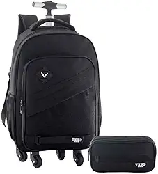 Kit Mochila 20” Com 4 Rodas 360 Escolar Juvenil Masculino Combino Conforto E Praticidade (Preto)