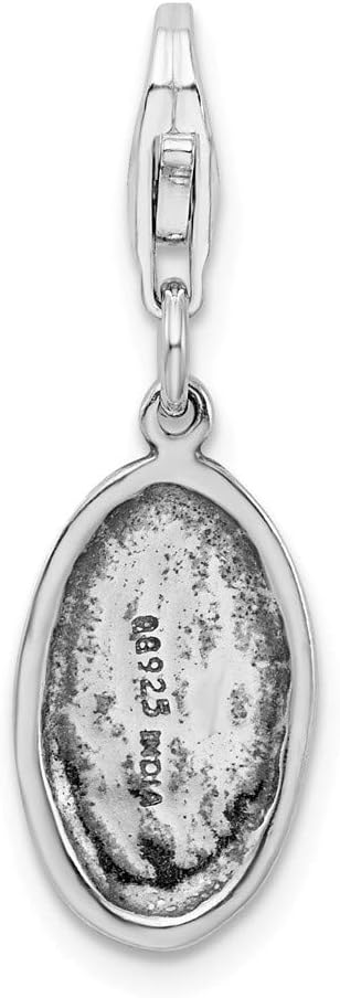 Solid 925 Sterling Silver Antiqued Mom Lobster Clasp Charm (0.35 x 1.38 Inches)