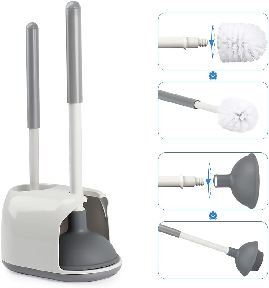 TreeLen Toilet Plunger and Bowl Brush with Holder Combo Set for Bathroom Cleaning : Home & Kitchen